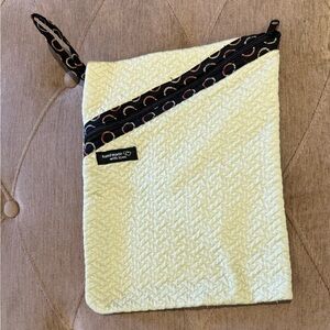Hand Made With Love Brand Cream Zippered Pouch with Black Accents and Strap